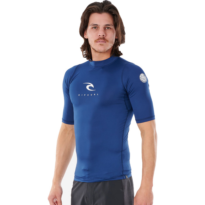 2022 Rip Curl Men Corps Short Sleeve Rash Vest WLE3KM Navy Wetsuits